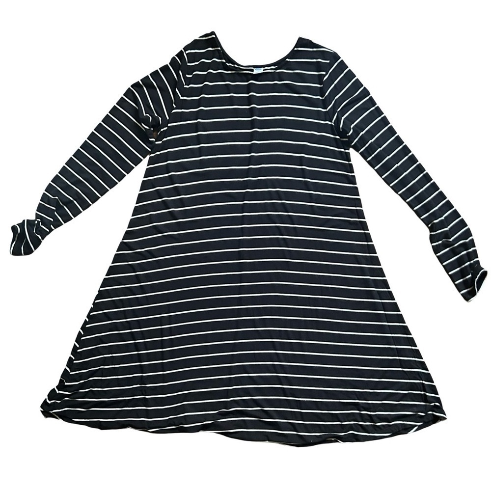 Old Navy Black and White Striped Jersey Knit Swing Dress L - Picture 4 of 6